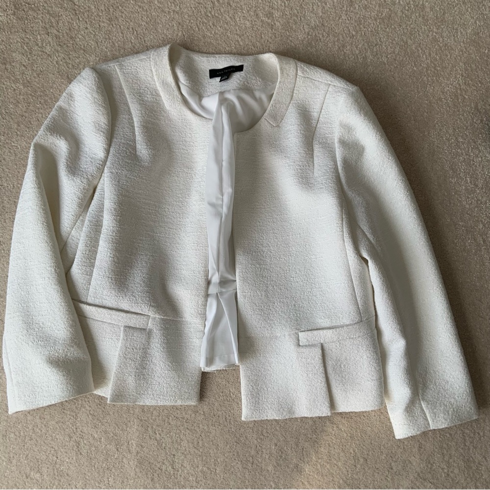 Ann Taylor Open Front Boucle Blazer Jacket